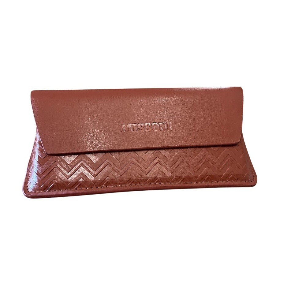 Missoni Pouch Womens Brown Zigzag Embossed Logo Eyeglasses Case Slim